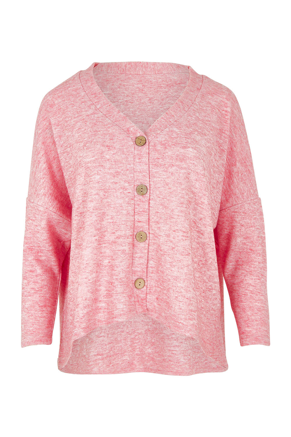 Product shot of the My Boyfriends Slouch Cardi in colour Pinkmarl (Pink), from the front