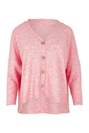 Product shot of the My Boyfriends Slouch Cardi in colour Pinkmarl (Pink), from the front