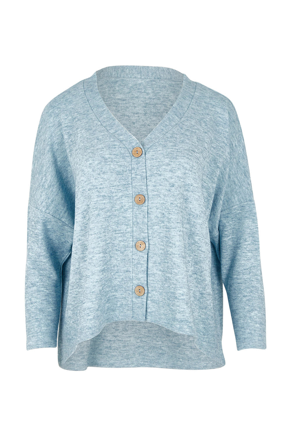 Product shot of the My Boyfriends Slouch Cardi in colour Skymarl (Blue), from the front