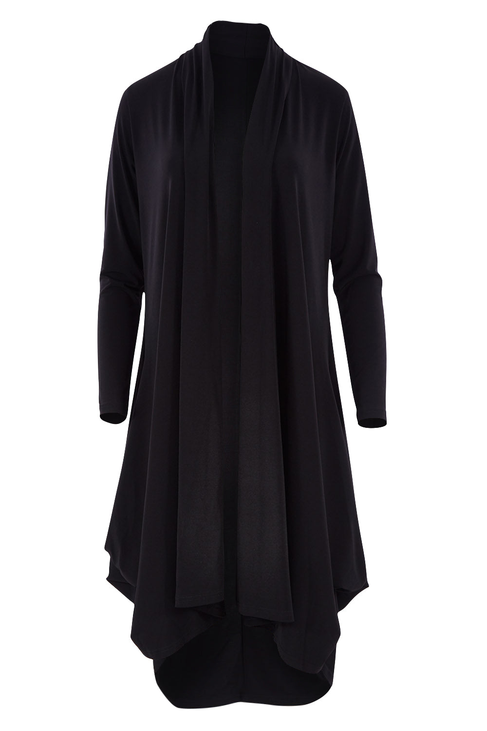 Product shot of The Wanderer In Me Swing Travel Cardi in colour Black (Black), from the front
