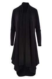 Product shot of The Wanderer In Me Swing Travel Cardi in colour Black (Black), from the front