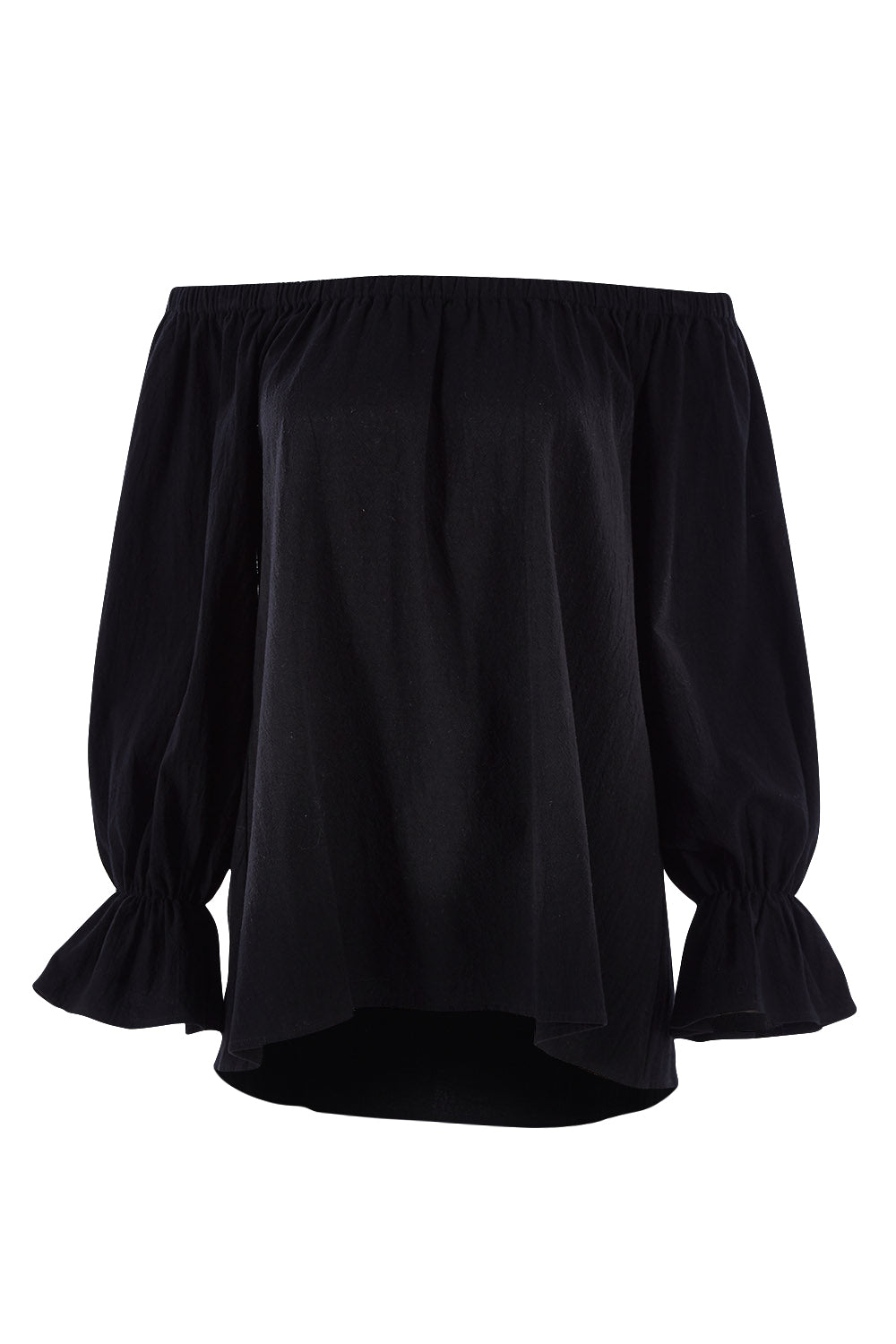 Product shot of the Twinkle In My Eye Off The Shoulder Top in colour Black (Black), from the front