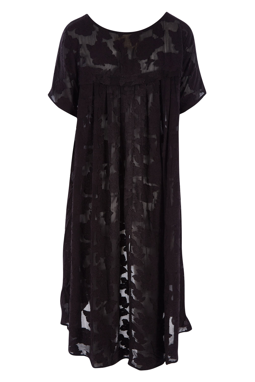 Product shot of the Walking On Clouds Jacquard Top in colour Black (Black), from the back