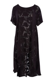 Product shot of the Walking On Clouds Jacquard Top in colour Black (Black), from the front