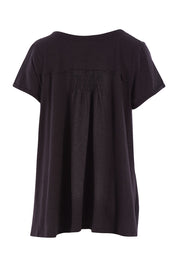 Product shot of the Button Me Up Tunic Tee in colour Black (Black), from the back