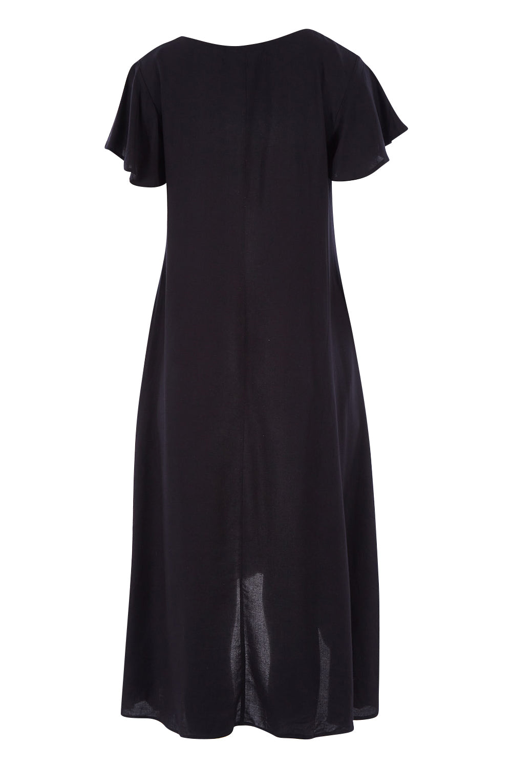 Product shot of the Kiss Me Quick Button Dress in colour Black (Black), from the back