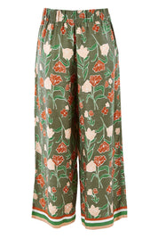 Product shot of the My Heart Is Full Flower Pants in colour Khaki (Green), from the back