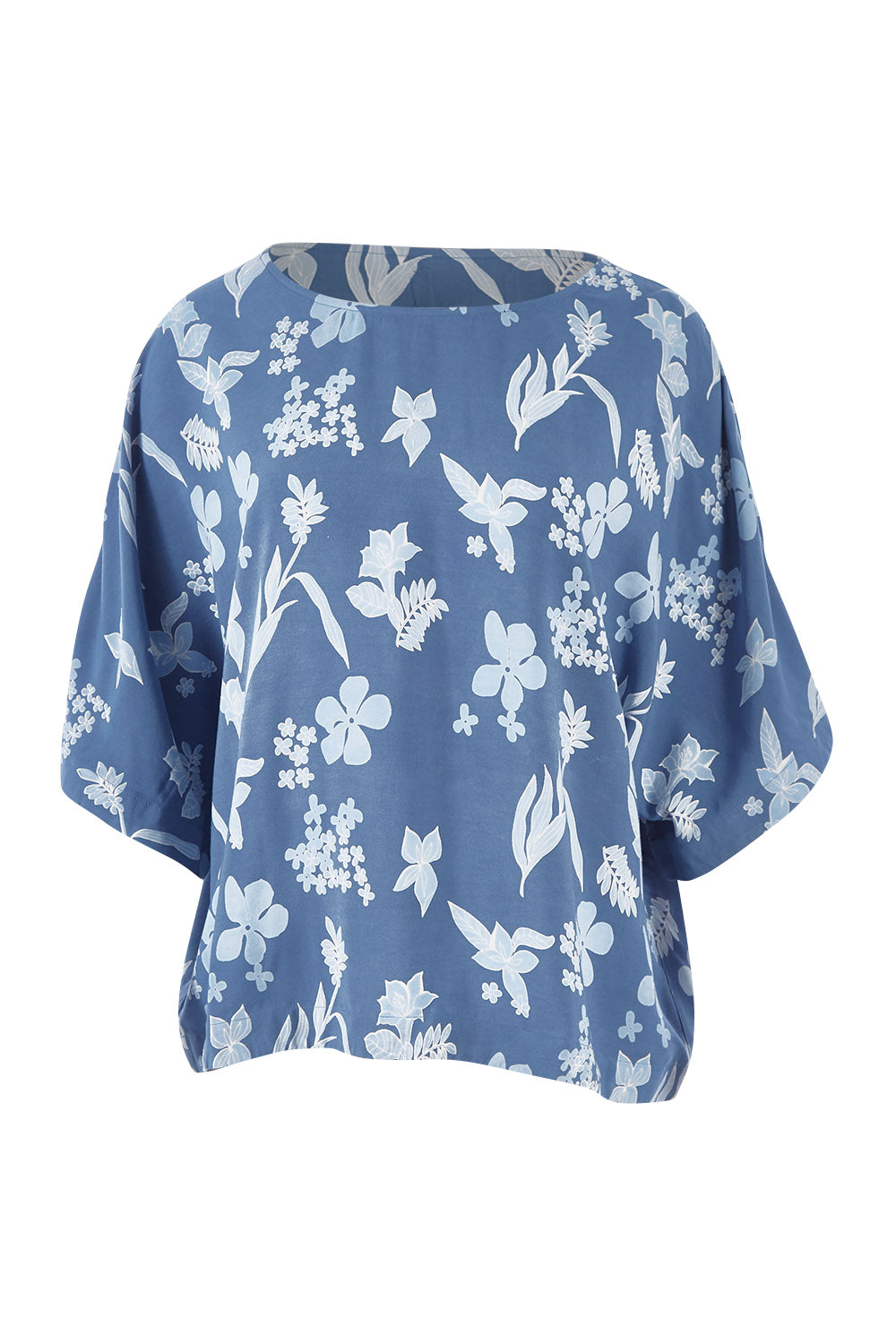 Product shot of the Blue Skies Ahead Kimono Top in colour Bluewhite (Blue), from the front