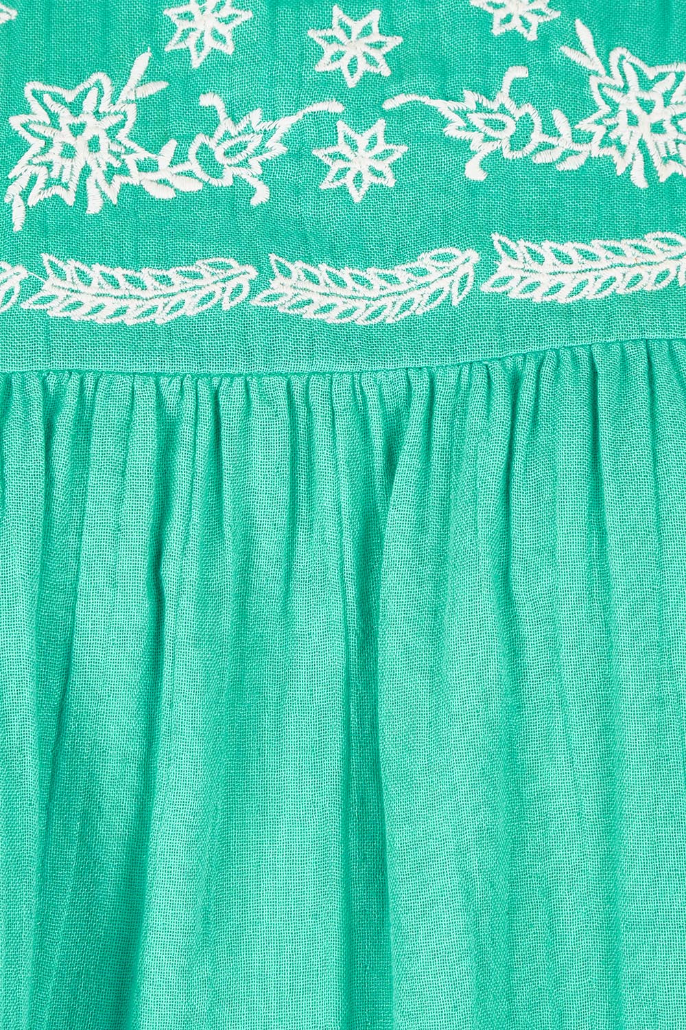 Product shot of the Secret Garden Cotton Blouse in colour Emerald (Green), detail