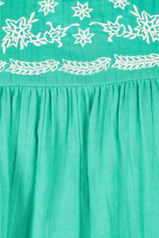 Product shot of the Secret Garden Cotton Blouse in colour Emerald (Green), detail