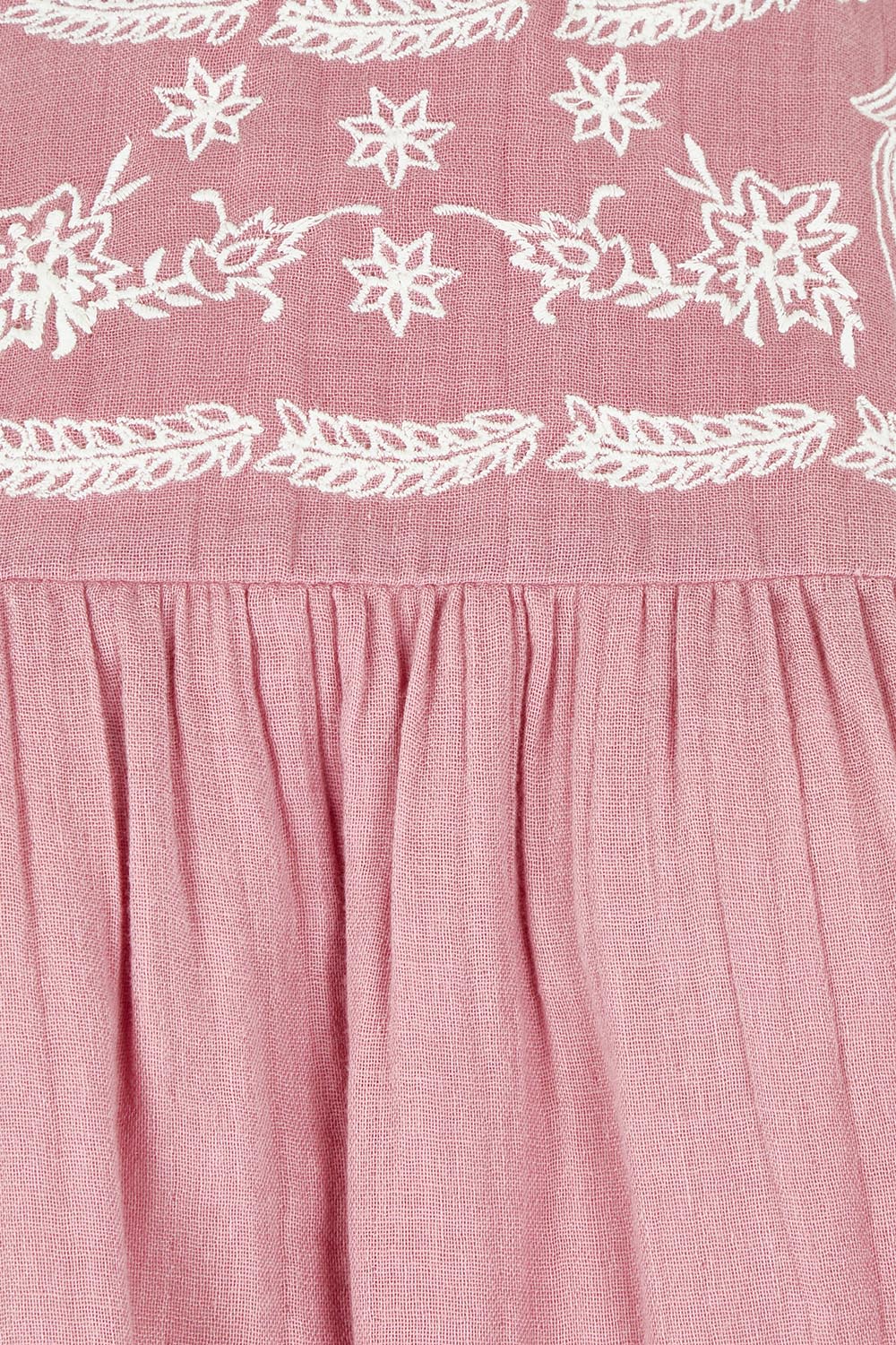 Product shot of the Secret Garden Cotton Blouse in colour Rose (Pink), detail