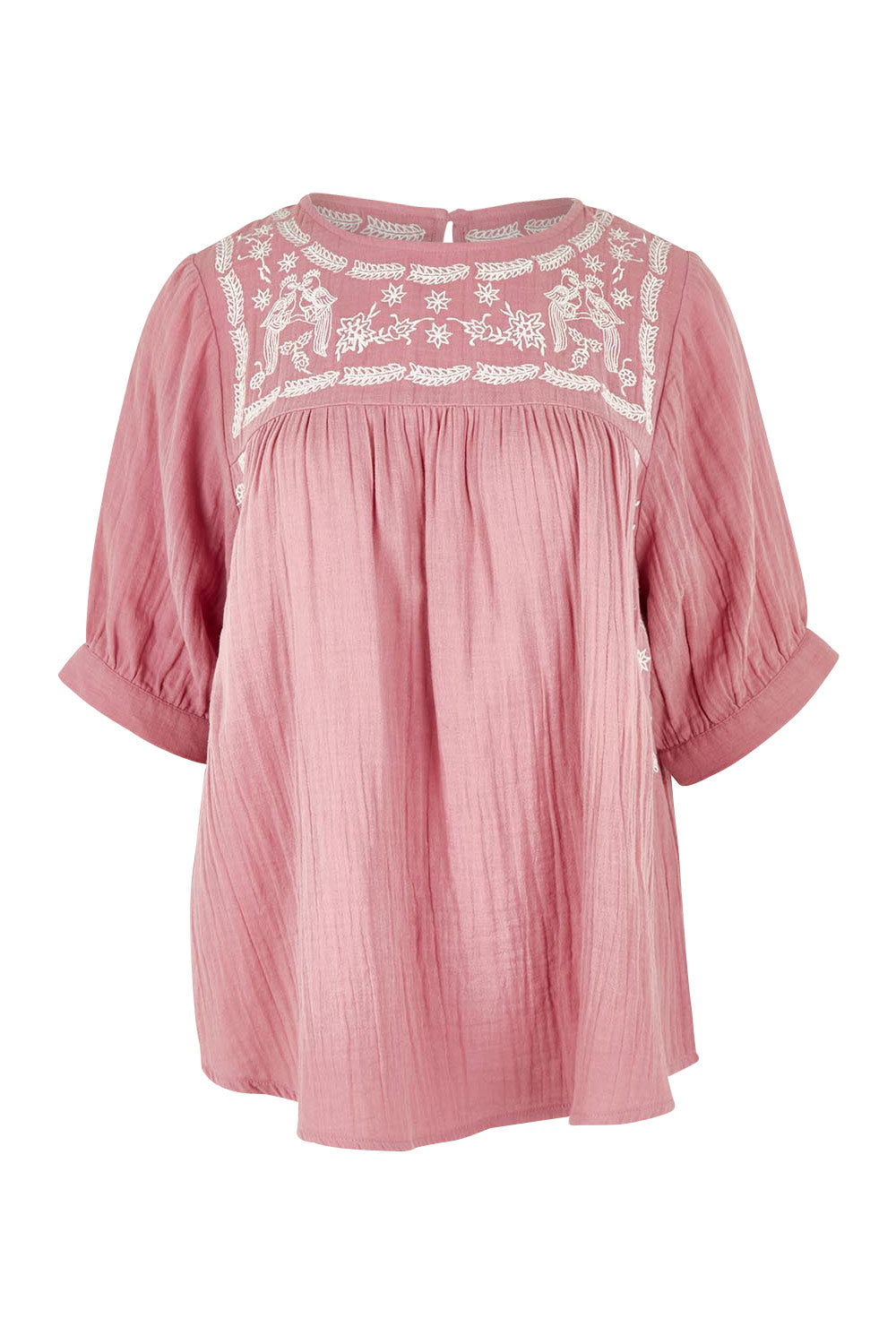 Product shot of the Secret Garden Cotton Blouse in colour Rose (Pink), from the front