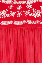 Product shot of the Secret Garden Cotton Blouse in colour Scarlet (Red), detail