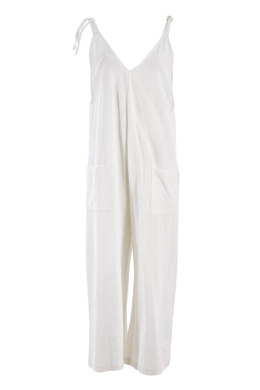Product shot of the Summer Breeze Jumpsuit in colour White (White), from the front
