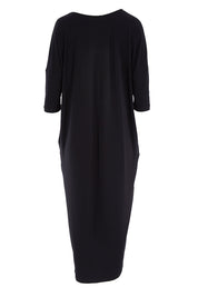 Product shot of The Wanderer In Me Travel Dress in colour Black (Black), from the back