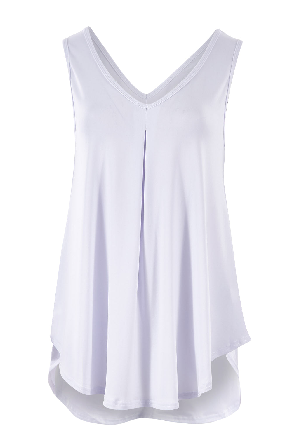 Product shot of The Wanderer In Me V Neck Travel Singlet in colour White (White), from the front