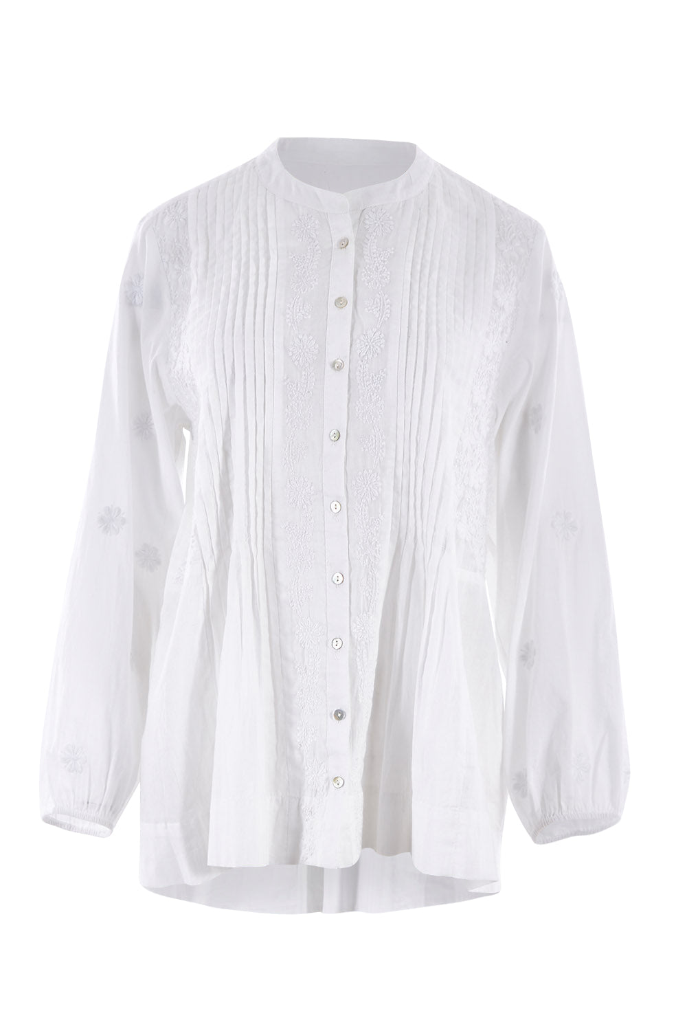 Product shot of the With All My Heart Embroidered Blouse in colour White (White), from the front