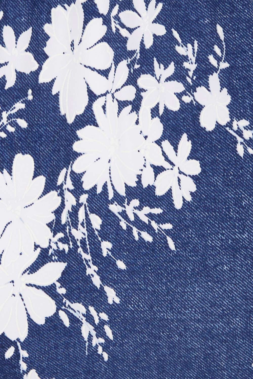 Product shot of the Freedom Faux Wrap Dress in colour Denim (Blue), detail