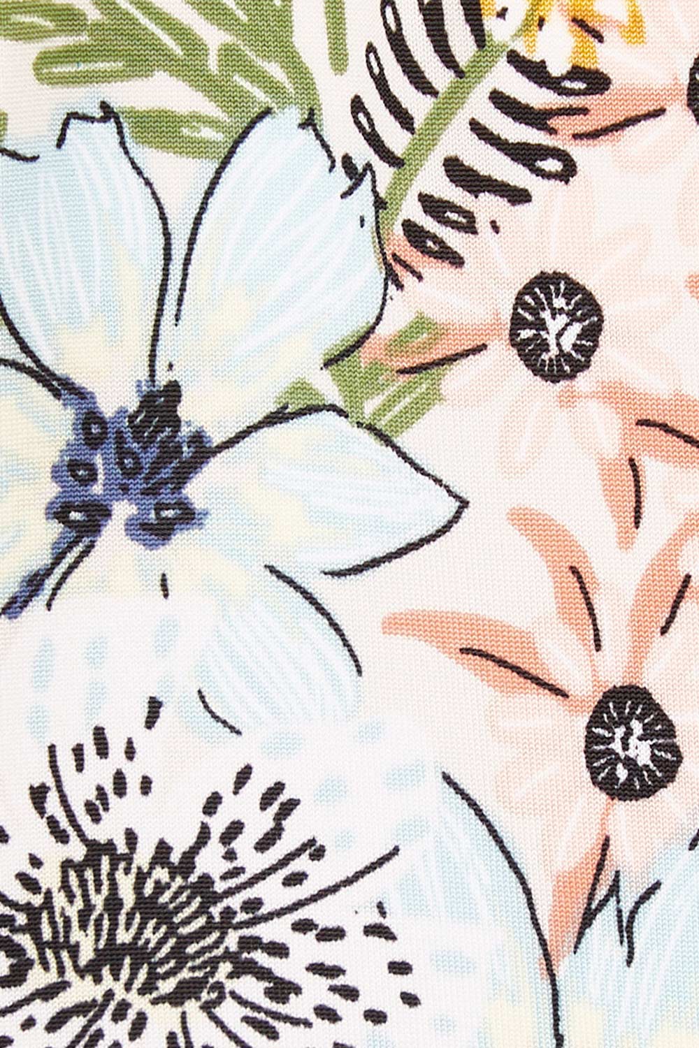 Product shot of the Freedom Faux Wrap Dress in colour Fleur, detail