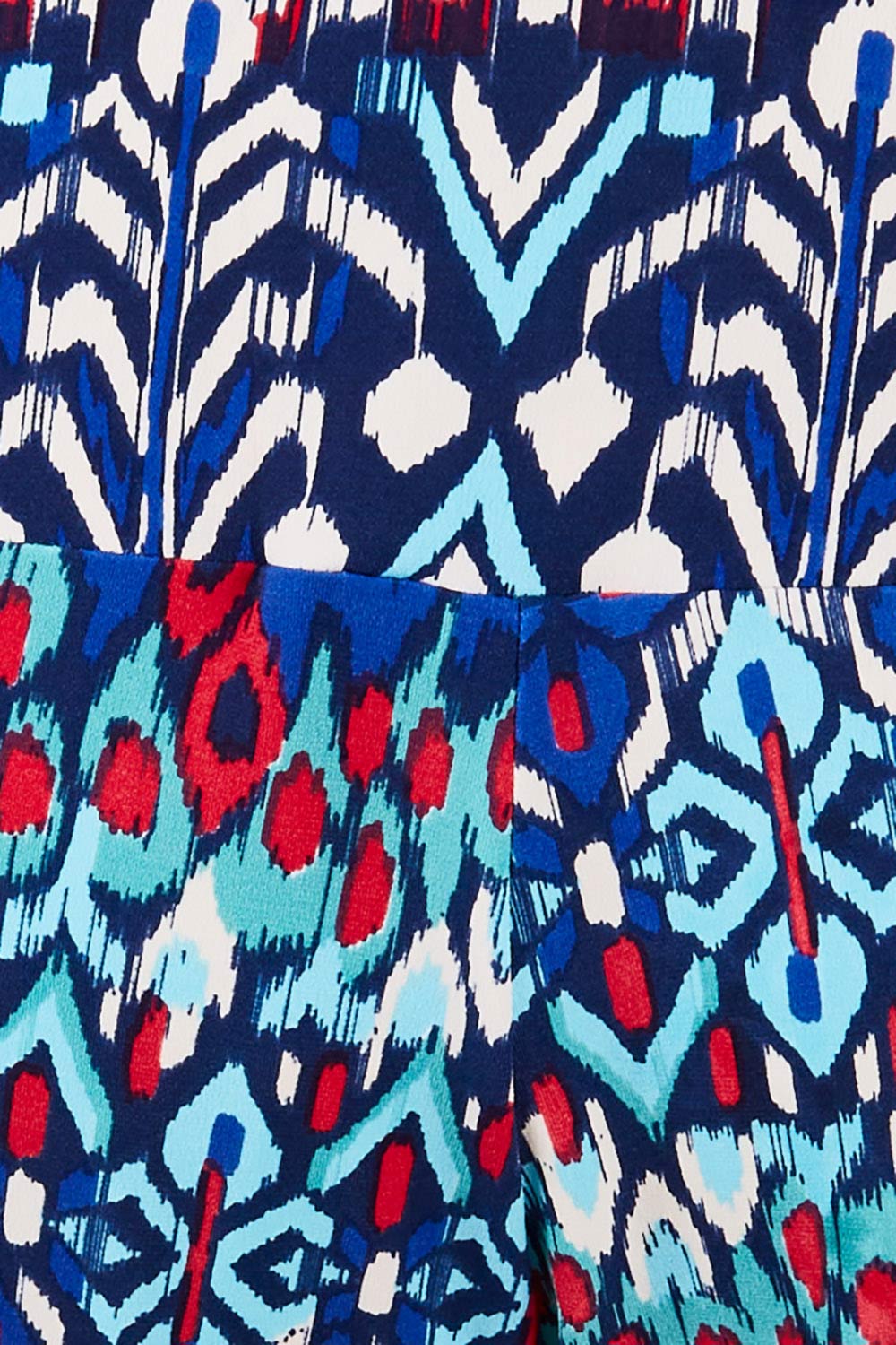Product shot of the Good Vibes Balloon Hem Pants in colour Aztec (Blue), detail