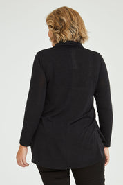Model Fiona wearing size 16 of the Falling For You Skivvy Tunic in colour Black (Black), from the back