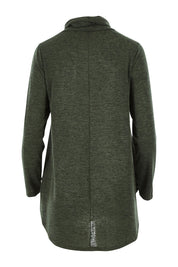Product shot of the Falling For You Skivvy Tunic in colour Khaki (Green), from the back