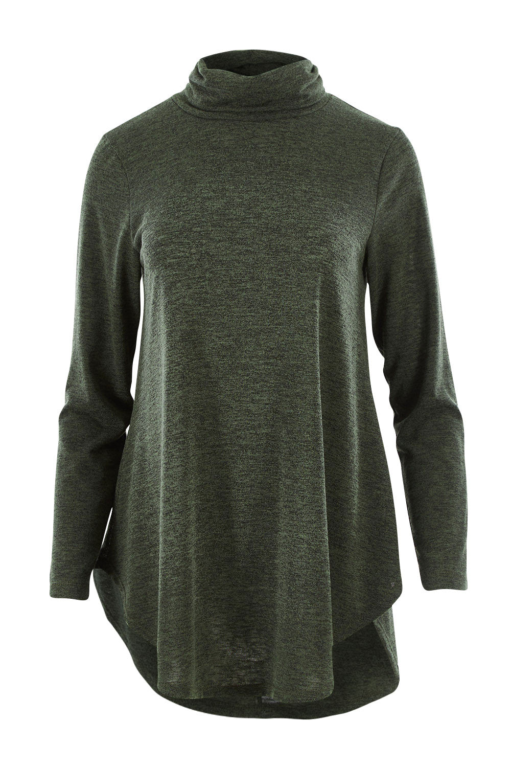 Product shot of the Falling For You Skivvy Tunic in colour Khaki (Green), from the front