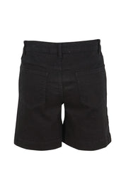 Product shot of the Youre Always There For Me Plain Boyfriend Shorts – Black in colour Black, from the back