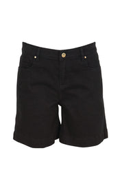 Product shot of the Youre Always There For Me Plain Boyfriend Shorts – Black in colour Black, from the front