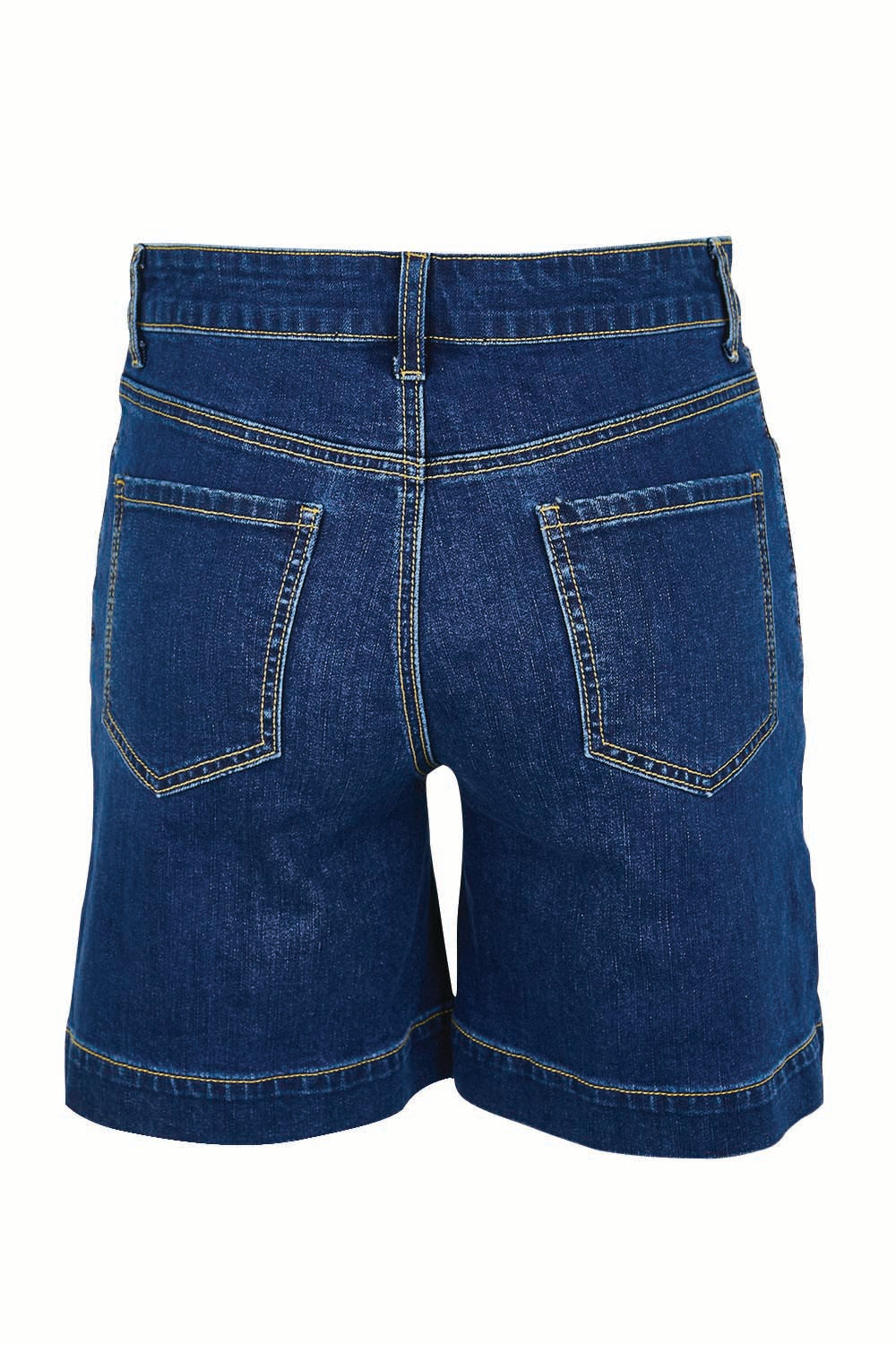 Product shot of the Youre Always There For Me Plain Boyfriend Shorts – Darkdenim in colour Darkdenim, from the back
