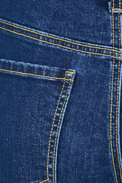 Product shot of the Youre Always There For Me Plain Boyfriend Shorts – Darkdenim in colour Darkdenim, showing detail
