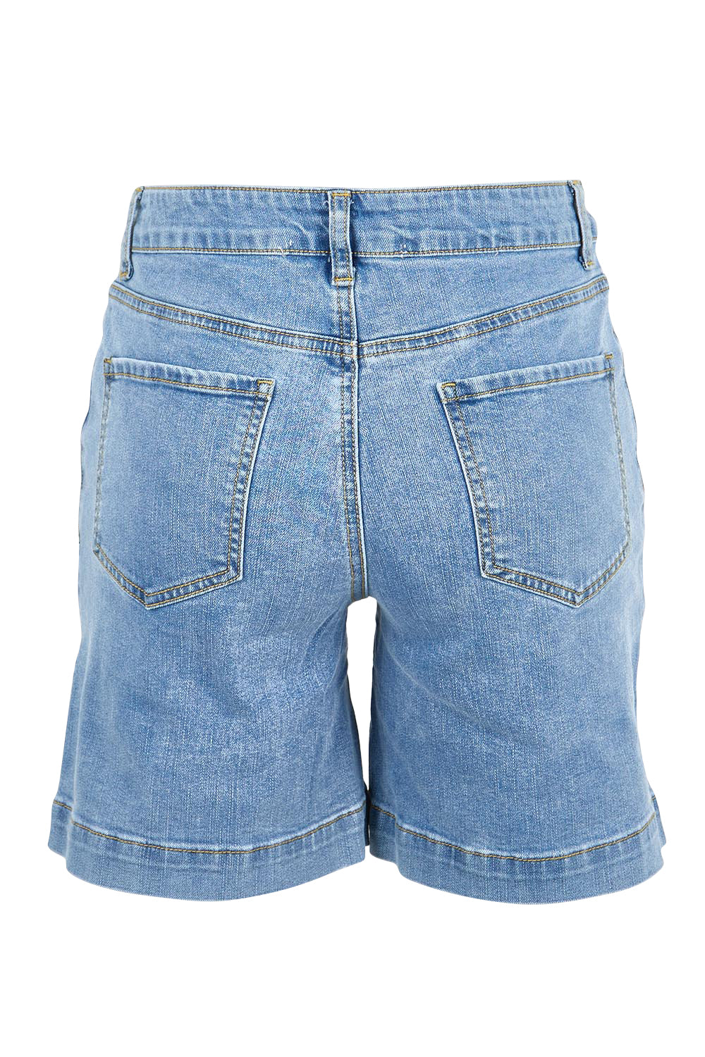 Product shot of the Youre Always There For Me Plain Boyfriend Shorts – Denim in colour Denim, from the back