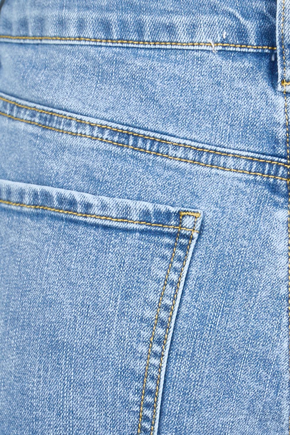 Product shot of the Youre Always There For Me Plain Boyfriend Shorts – Denim in colour Denim, showing detail