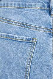 Product shot of the Youre Always There For Me Plain Boyfriend Shorts – Denim in colour Denim, showing detail