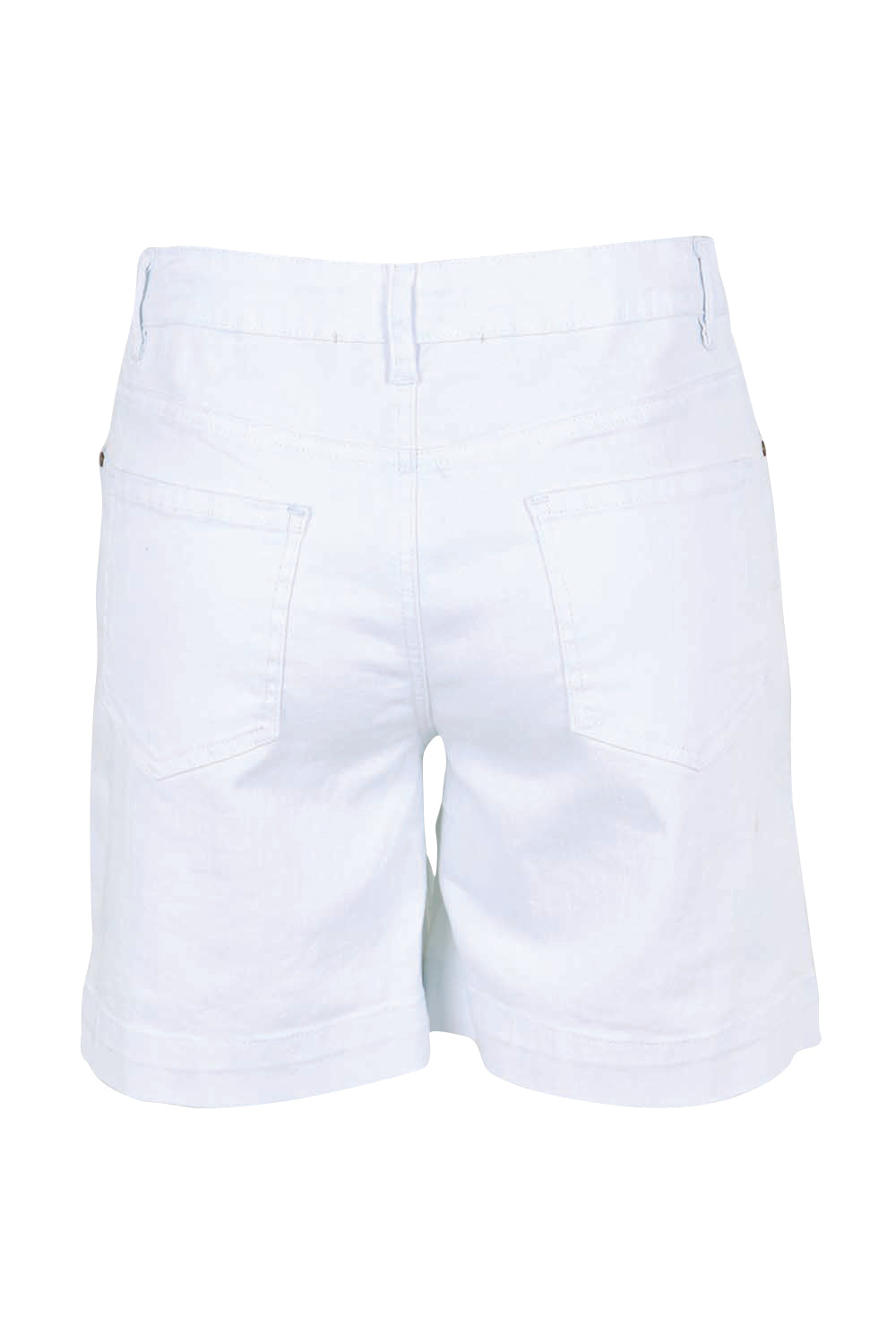 Product shot of the Youre Always There For Me Plain Boyfriend Shorts – White in colour White, from the back
