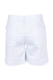 Product shot of the Youre Always There For Me Plain Boyfriend Shorts – White in colour White, from the back