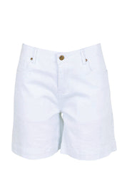 Product shot of the Youre Always There For Me Plain Boyfriend Shorts – White in colour White, from the front