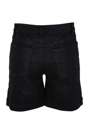 Product shot of the Youre Always There For Me Boyfriend Shorts in colour Black (Black), from the back