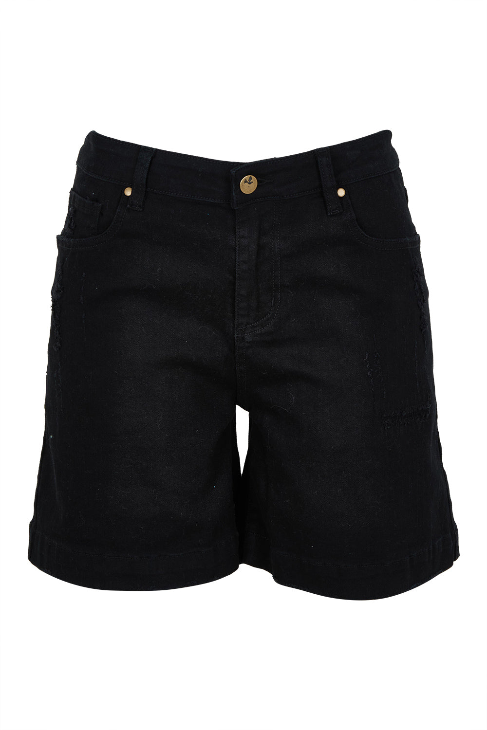 Product shot of the Youre Always There For Me Boyfriend Shorts in colour Black (Black), from the front