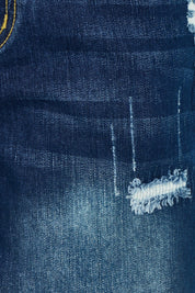 Product shot of the Youre Always There For Me Boyfriend Shorts in colour Darkdenim (Blue), detail