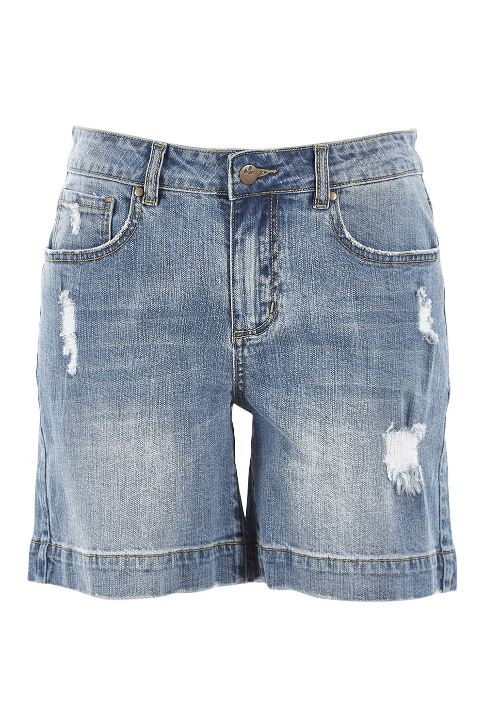 Product shot of the Youre Always There For Me Boyfriend Shorts in colour Denim (Blue), from the front