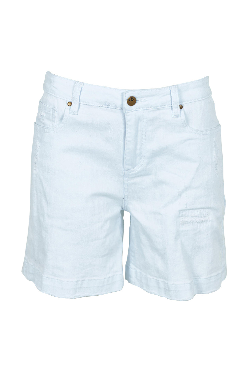 Product shot of the Youre Always There For Me Boyfriend Shorts in colour White (White), from the front