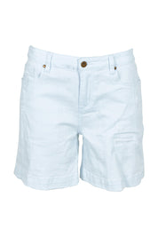 Product shot of the Youre Always There For Me Boyfriend Shorts in colour White (White), from the front
