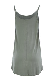 Product shot of the Softly Swinging Bamboo Scoop Singlet in colour Fern (Green), from the back