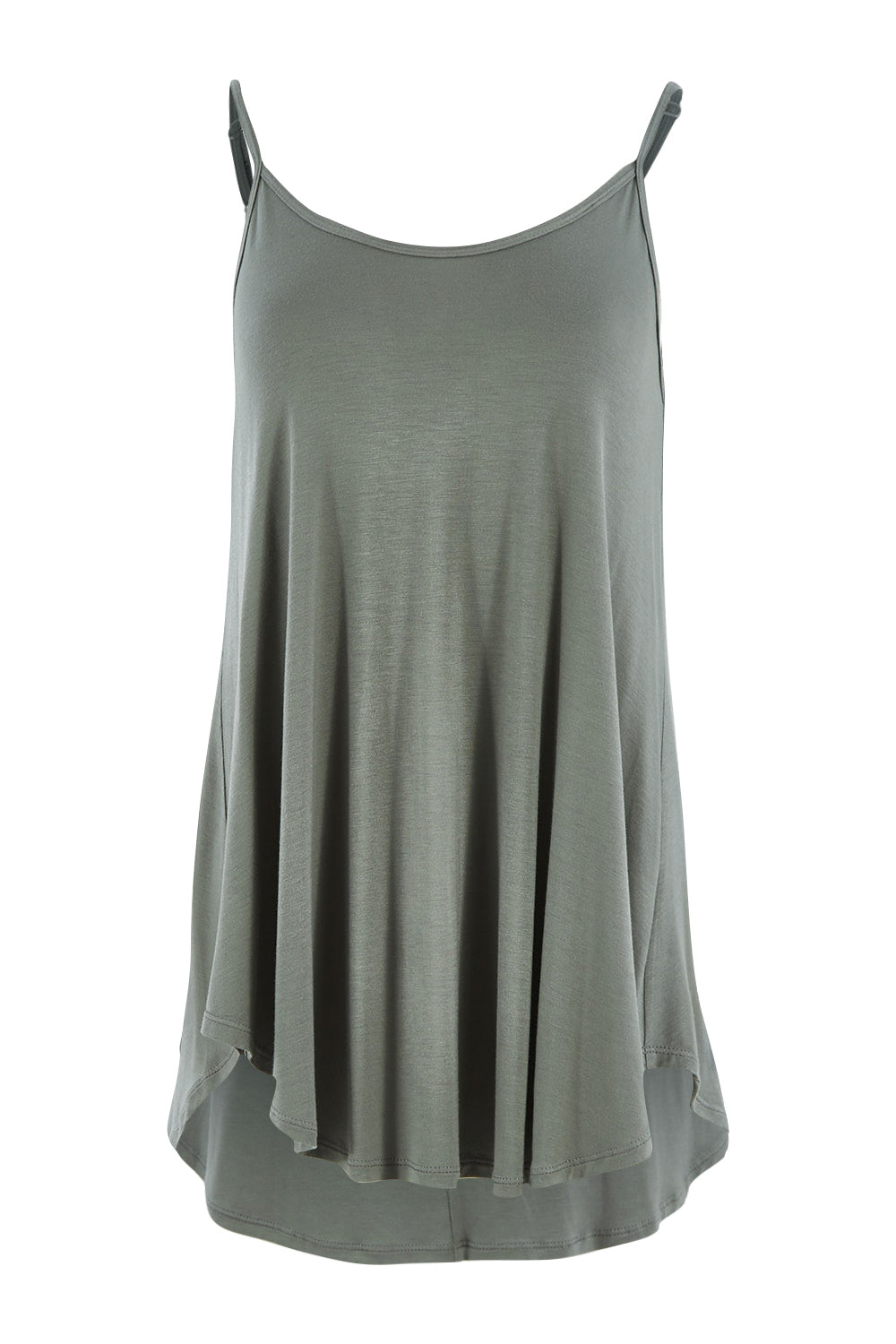 Product shot of the Softly Swinging Bamboo Scoop Singlet in colour Fern (Green), from the front