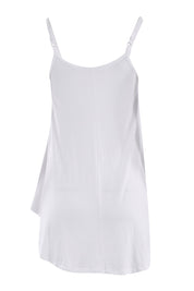 Product shot of the Softly Swinging Bamboo Scoop Singlet in colour White (White), from the back