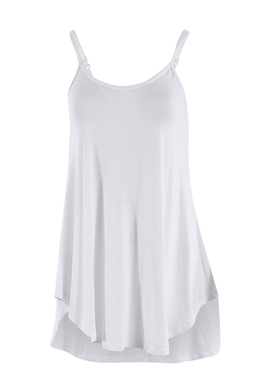 Product shot of the Softly Swinging Bamboo Scoop Singlet in colour White (White), from the front