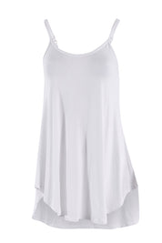 Product shot of the Softly Swinging Bamboo Scoop Singlet in colour White (White), from the front