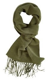 Product shot of the All Wrapped Up Cotton Scarf in colour Khaki (Green), from the front