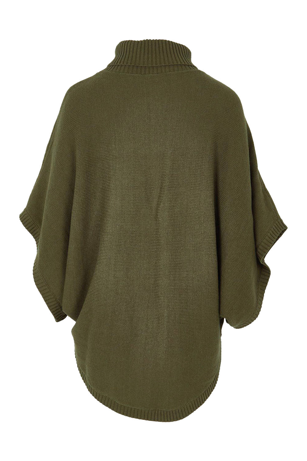 Product shot of the Knit Pick Throw Sweater in colour Khaki (Green), from the back